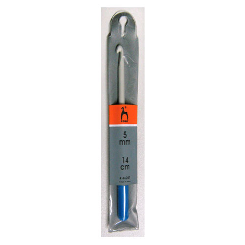 46207 PONY Крючок вязальный 5,00 мм/14см, алюминий, с пластиковой ручкой заказать по низкой цене в Минске