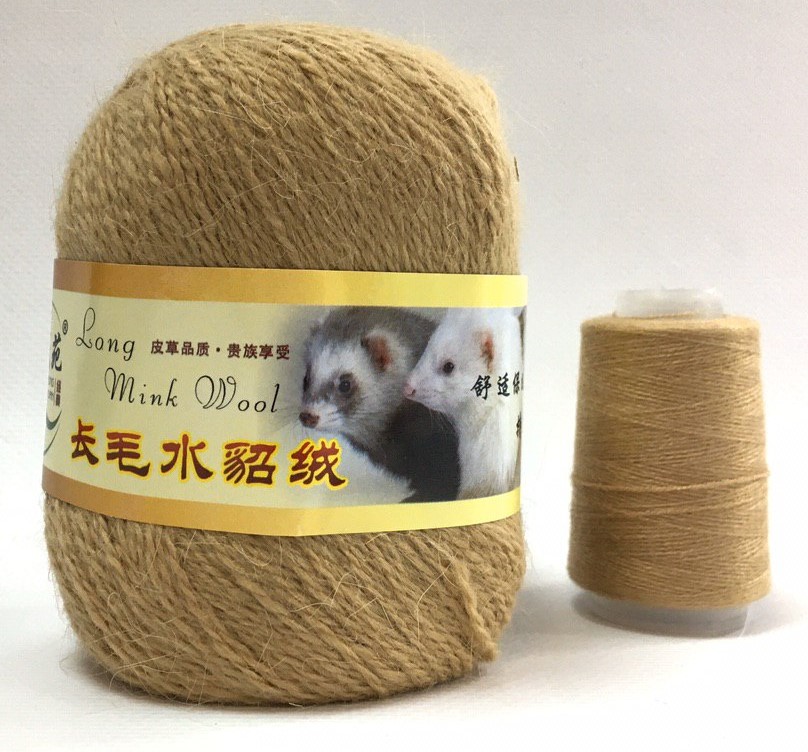Пряжа Норка длинноворсовая (Long Mink Wool) 03 - песочный
