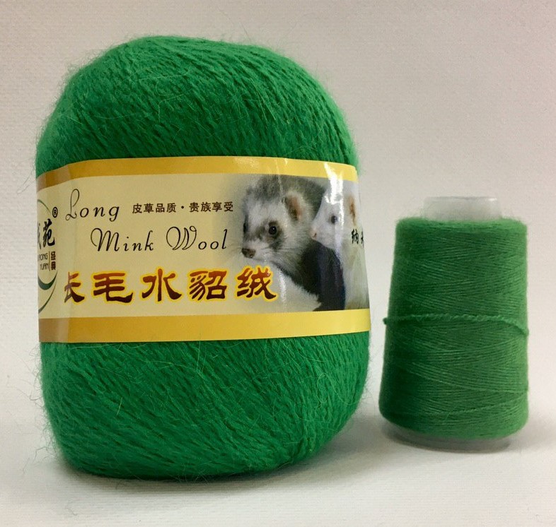 Пряжа Норка длинноворсовая (Long Mink Wool) 38 - ярко-зеленый