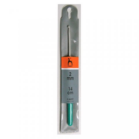 46201 PONY Крючок вязальный 2,00 мм/14см, алюминий, с пластиковой ручкой купить по выгодной цене в Минске