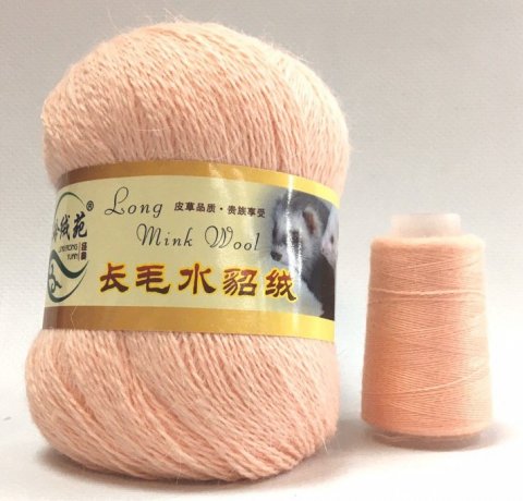 Пряжа Норка длинноворсовая (Long Mink Wool) 63 - очень светлый розовый